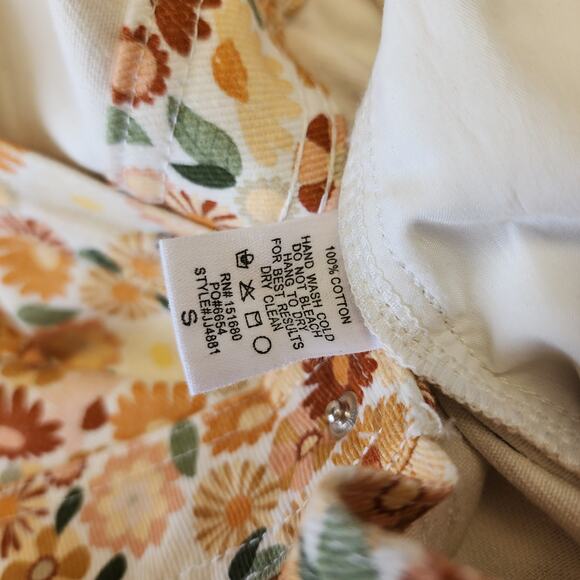 Storia Jumpsuit Collared Short Sleeve Flower Power Size Small - Picture 6 of 8